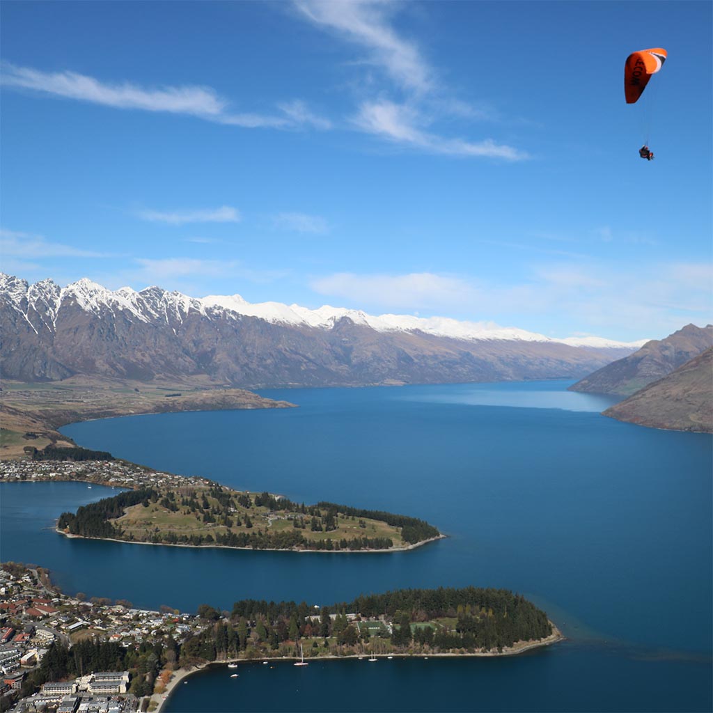 An Aerial photo from the top of the gondola, Queenstown. Looking across to the Remarkable Mountains