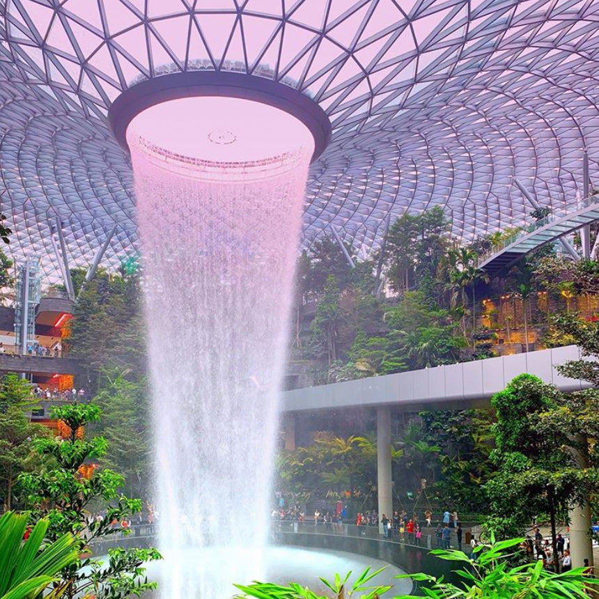 The Jewel in Changi Airport, Singapore. This is the world's largest indoor waterfall