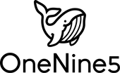 OneNine5 logo in black including Humpback Whale